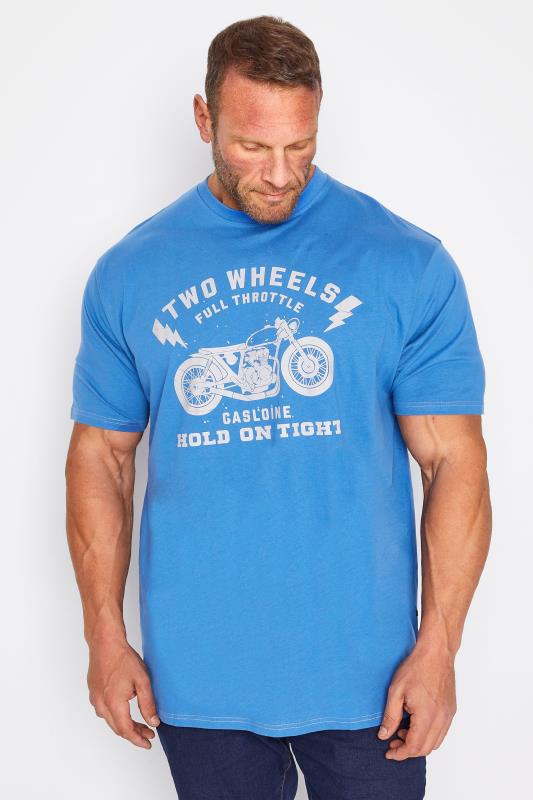 KAM Big & Tall Blue Two Wheels Motorbike Print T-Shirt_M.jpg