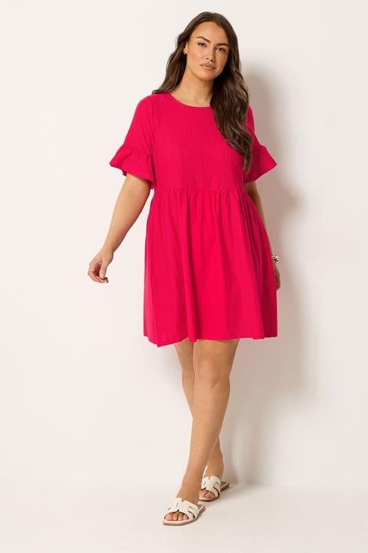 YOURS Plus Size Red Sleeve Anglaise Tunic Mini Dress | Yours Clothing 1