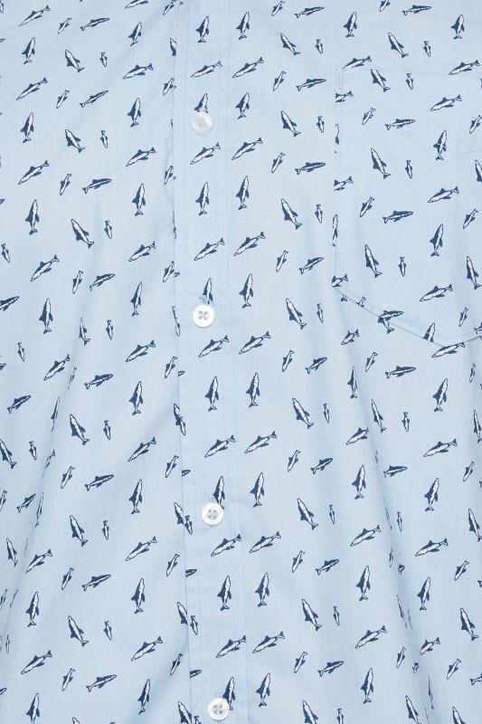 BadRhino Big & Tall Light Blue Shark Print Short Sleeve Shirt | BadRhino  2