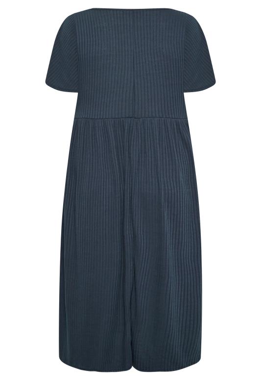 LIMITED COLLECTION Plus Size Blue Ribbed Square Neck Midi Dress | Yours Clothing 7