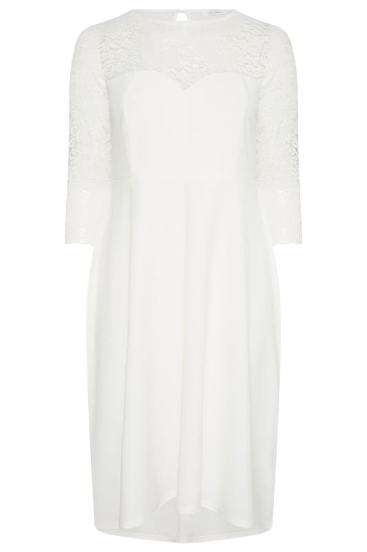 YOURS LONDON Plus Size White Lace Bridal Midi Dress | Yours Clothing 6