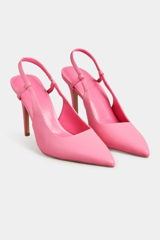 LTS Pink Sling Back Heel Court Shoes in Standard Fit | Long Tall Sally 2