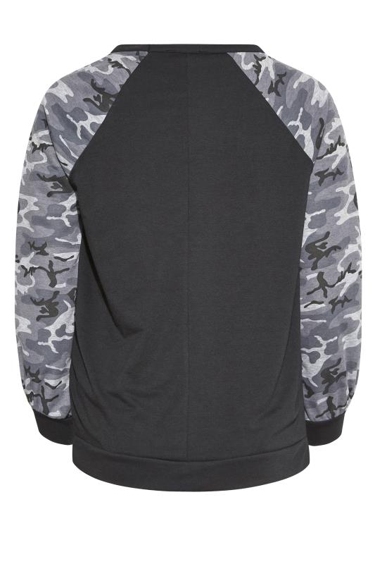 Plus Size LIMITED COLLECTION Black Camo Sleeve Sweatshirt | Yours Clothing 7