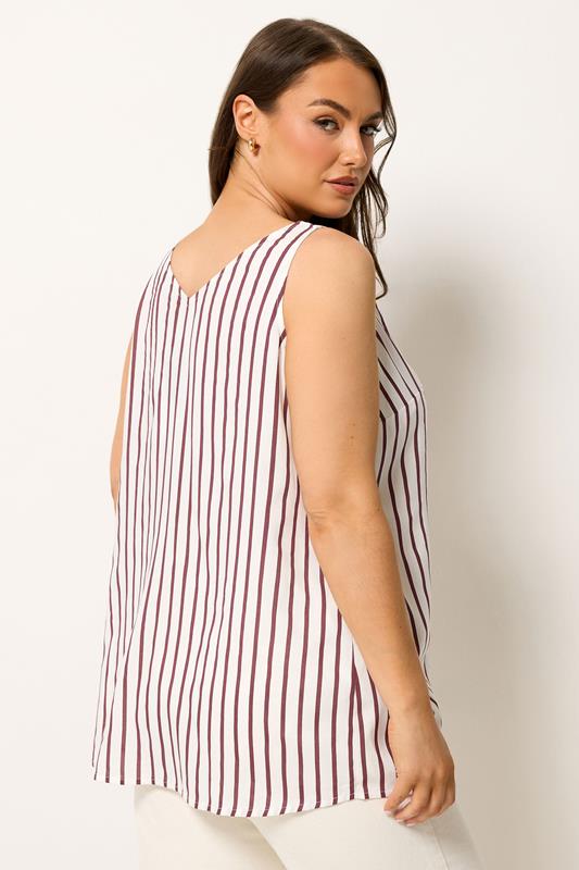 YOURS Plus Size Purple Stripe Button Vest Top | Yours Clothing 2
