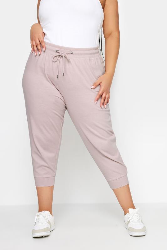 YOURS Plus Size Dusty Pink Cropped Joggers | Yours Clothing 3