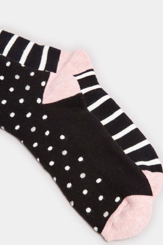 YOURS 2 PACK Black Stripe & Spot Print Welly Socks | Yours Clothing 5