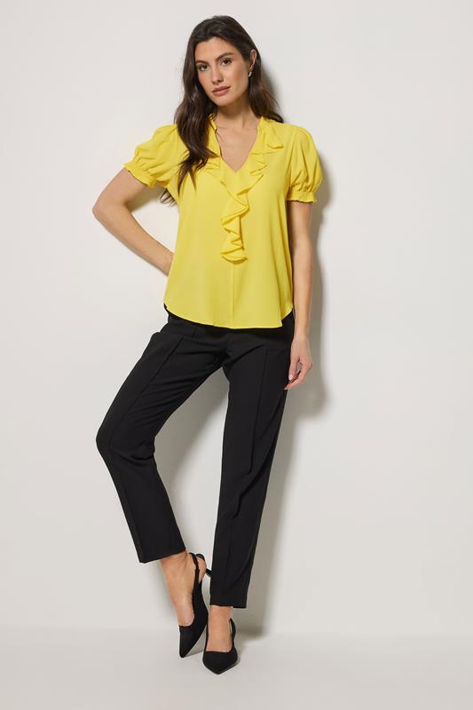 M&Co Yellow Frill Front Short Sleeve Blouse | M&Co 2