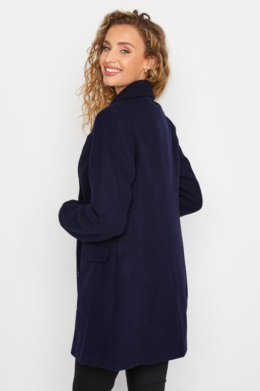 LTS Tall Navy Blue Double Breasted Brushed Jacket 3