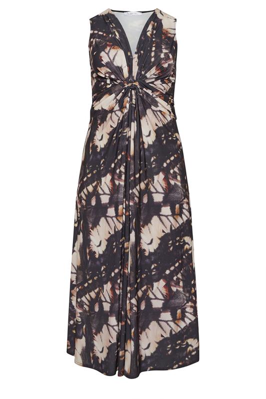 YOURS LONDON Plus Size Brown Abstract Knot Detail Dress | Yours Clothing 5