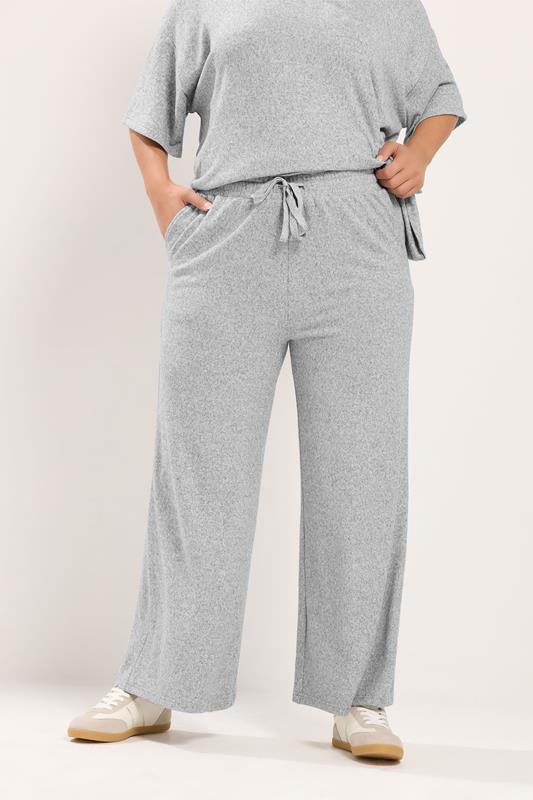 Yours Plus Size Grey Tie Waist Trousers | Yours Clothing