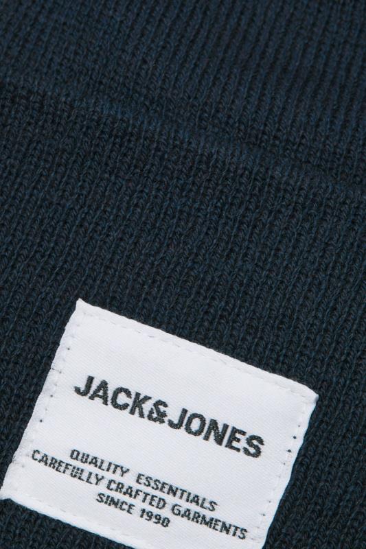 JACK & JONES Navy Blue Patch Beanie | BadRhino 3