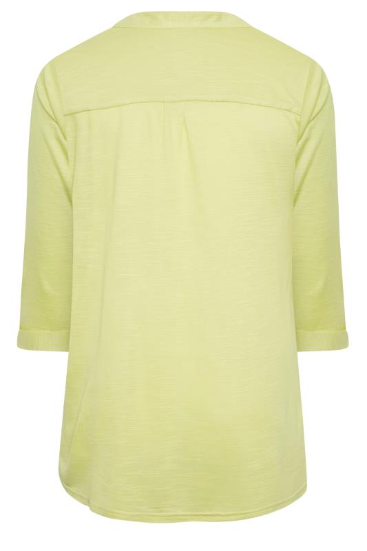 YOURS Plus Size Lime Green Half Placket Blouse | Yours Clothing  7