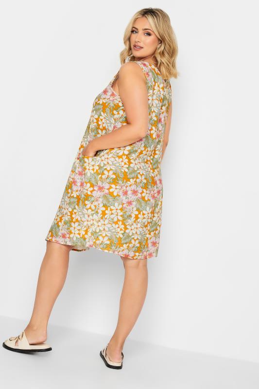 YOURS Plus Size Orange Tropical Print Pocket Dress | Yours Clothing 3