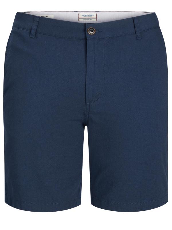 JACK & JONES Big & Tall Navy Blue Linen Blend Chino Shorts | BadRhino 3