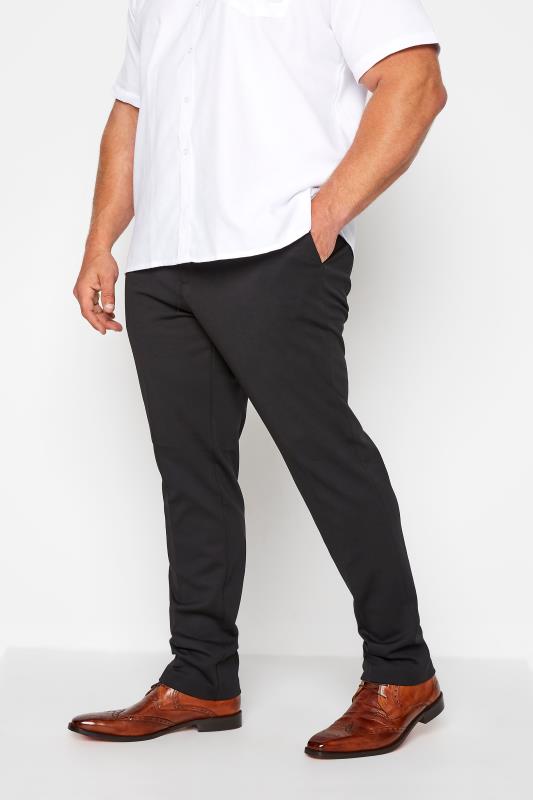 Plus Size  D555 Big & Tall Black Stretch Trousers