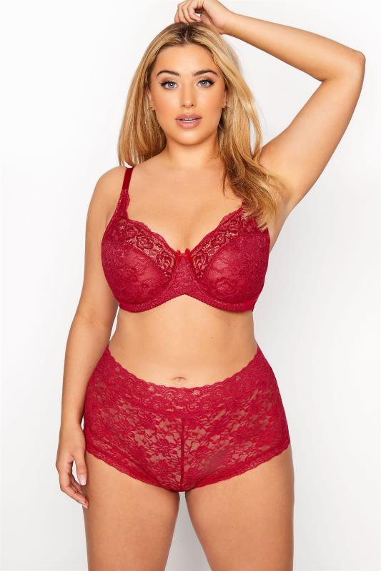 Plus Size  Red Floral Lace Shorts