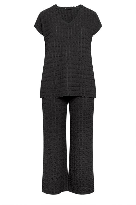Yours Plus Size Black Set Bubble Textured Top & Trousers | Yours Clothing 6