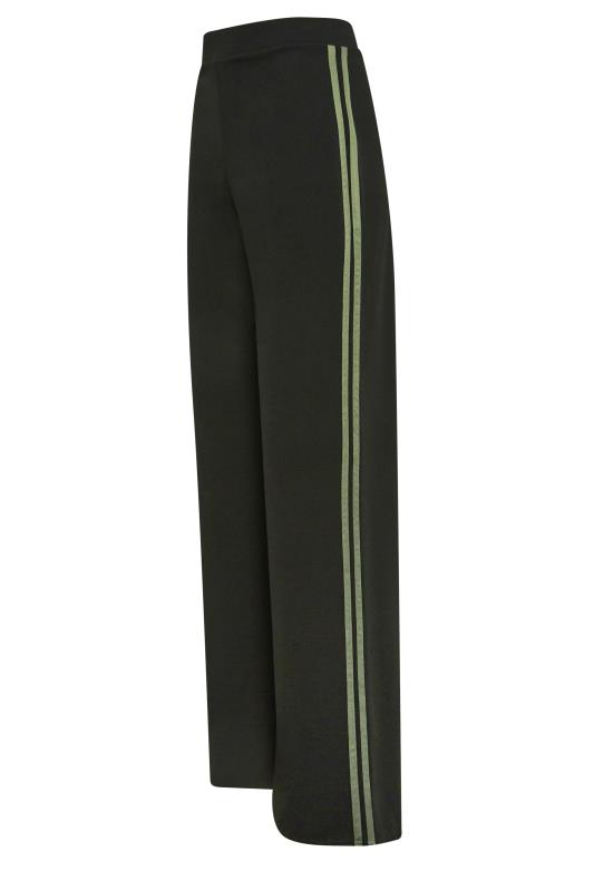 LTS Tall Black & Khaki Green Stripe Wide Leg Trousers | Long Tall Sally  5