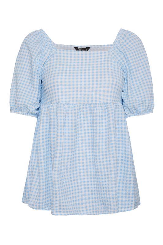 LIMITED COLLECTION Curve Light Blue Gingham Milkmaid Top_F.jpg