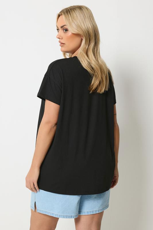 YOURS Plus Size Black 'Le Soleil' Graphic T-Shirt | Yours Clothing 4