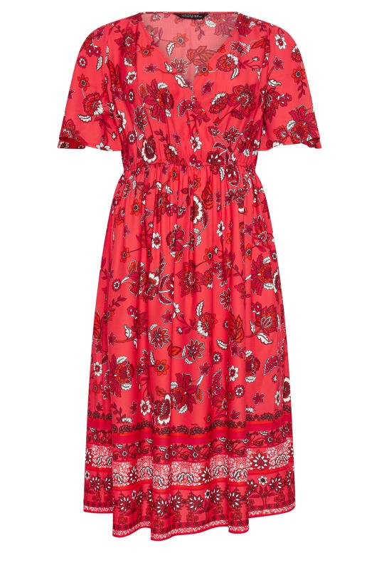 LIMITED COLLECTION Plus Size Red Floral Print Border Midaxi Dress | Yours Clothing 5
