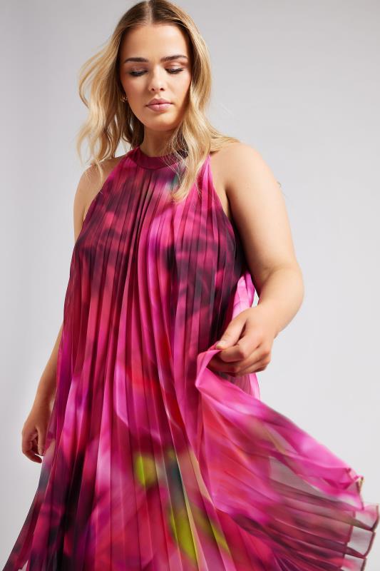 Plus Size  YOURS LONDON Curve Pink Floral Print Halter Neck Dress