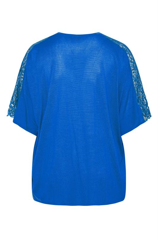 Curve Cobalt Blue Lace Sleeve Kimono Cardigan 7