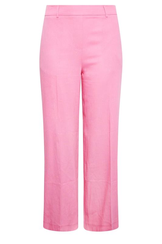 YOURS Plus Size Curve Pink Linen Blend Wide Leg Trousers | Yours Clothing  6