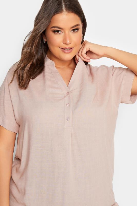 YOURS Plus Size Pink Half Placket Blouse | Yours Clothing 4