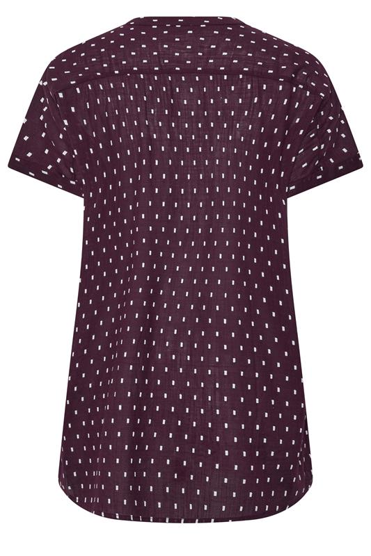 YOURS Curve Purple Notch Neck Dobby Blouse | Yours Clothing 6