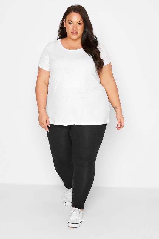 Plus Size 2 PACK Black Cotton Stretch Leggings | Yours Clothing 5
