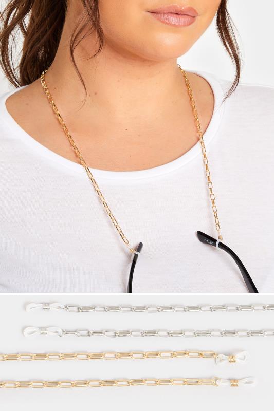 Plus Size  2 PACK Silver & Gold Sunglasses Chain Set
