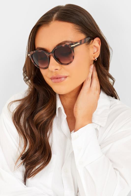 Plus Size  Brown Tortoiseshell Oversized Gold Detail Sunglasses