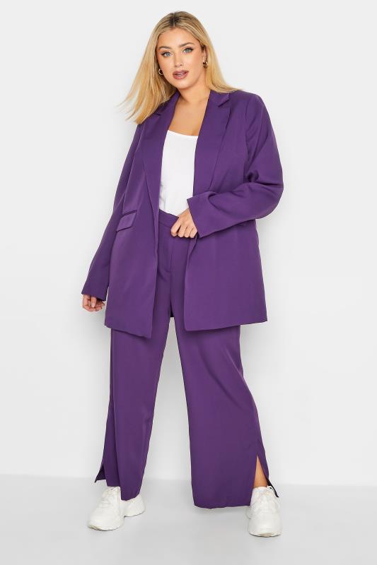 Plus Size Purple Tailored Blazer | Yours Clothing 2