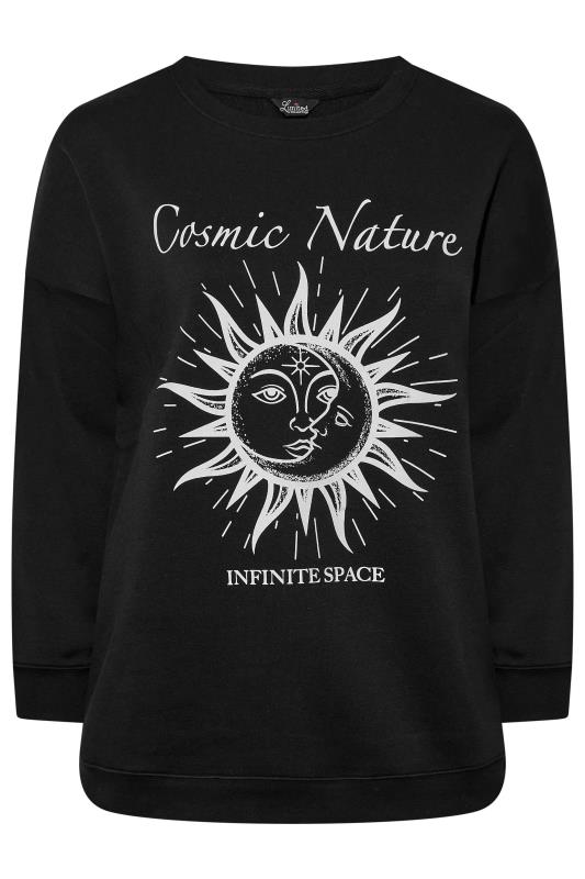 LIMITED COLLECTION Plus Size Sun & Moon 'Cosmic Nature' Black Sweatshirt | Yours Clothing 7