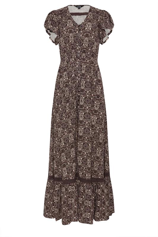 LTS Tall Women's Chocolate Brown Floral Button Maxi Dress | Long Tall Sally 5