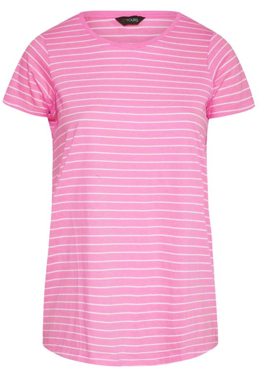Curve Bright Pink Stripe Short Sleeve T-Shirt_F.jpg