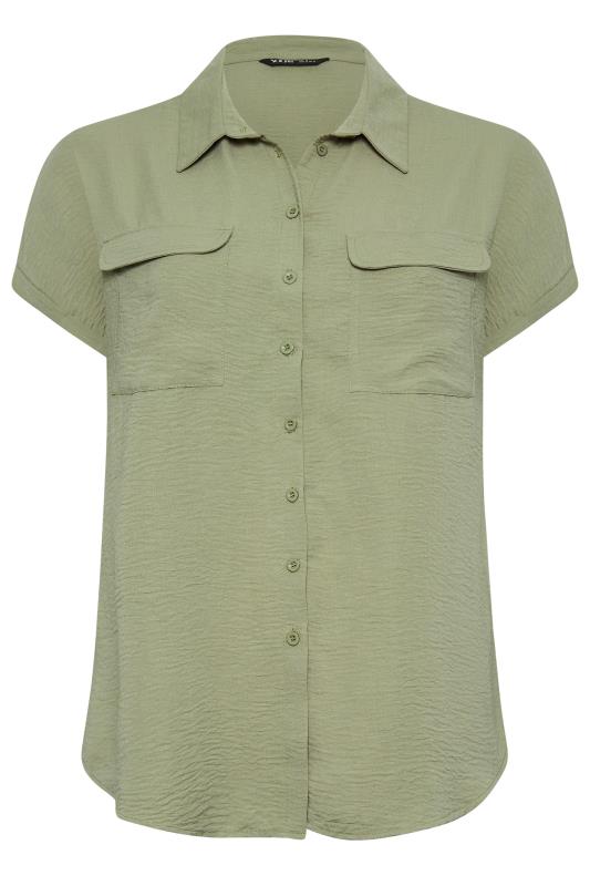 YOURS Curve Plus Size Sage Green Utility Short Sleeve Shirt | Yours Clothing  6