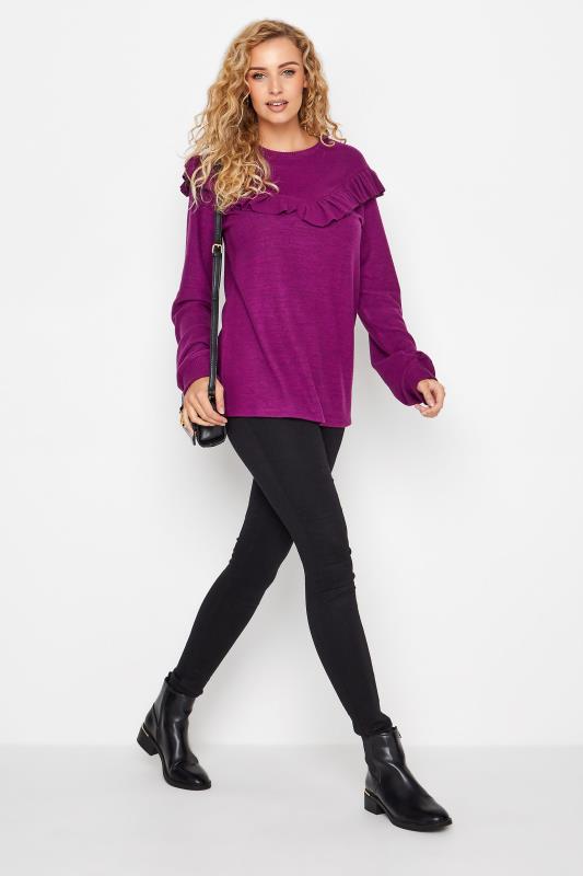 LTS Tall Purple Soft Touch Frill Top 2