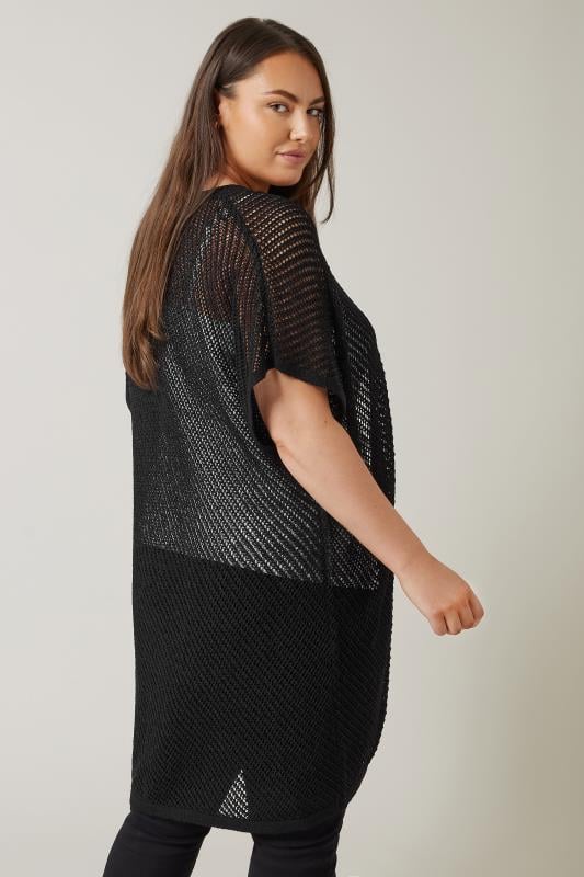 Evans Plus Size Black Short Sleeve Longline Cardigan | Evans  3