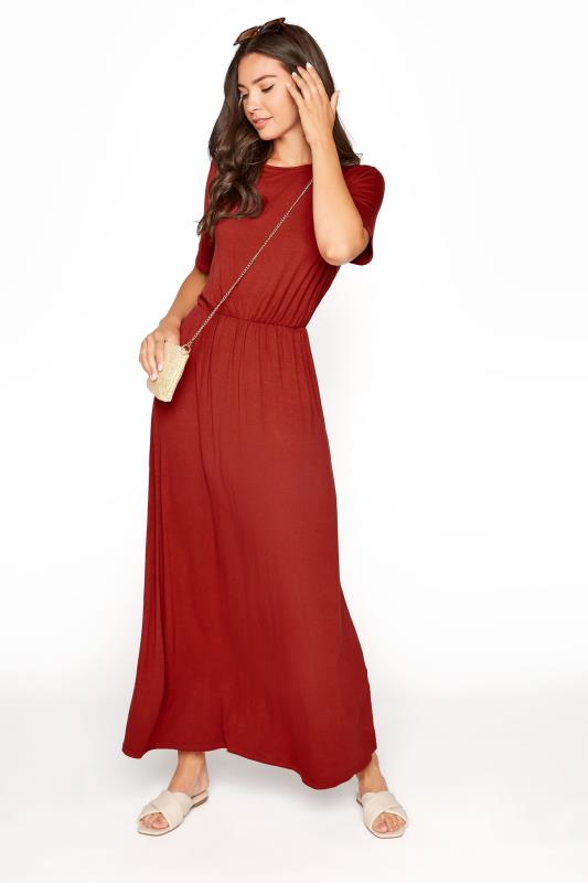 LTS Tall Burgundy Red Pocket Midaxi Dress_B.jpg
