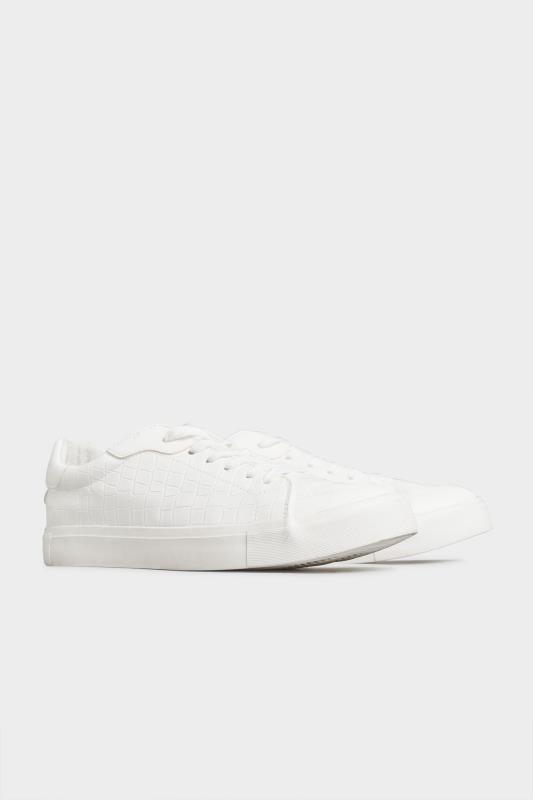 Tall  LTS White Croc Lace Up Trainers