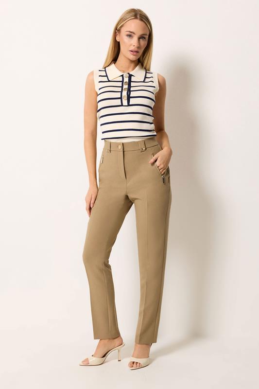  STAR Natural Brown Tailored Straight Leg Trousers