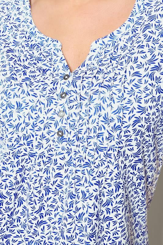 M&Co 2 PACK Navy Blue & White Floral Cotton Henley Tops | M&Co 6