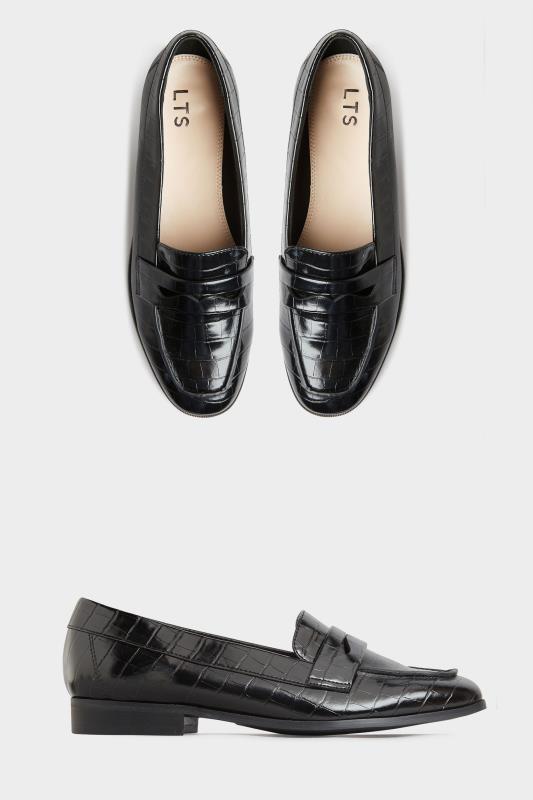 LTS Black Slip On Croc Loafers In Standard D Fit | Long Tall Sally 2