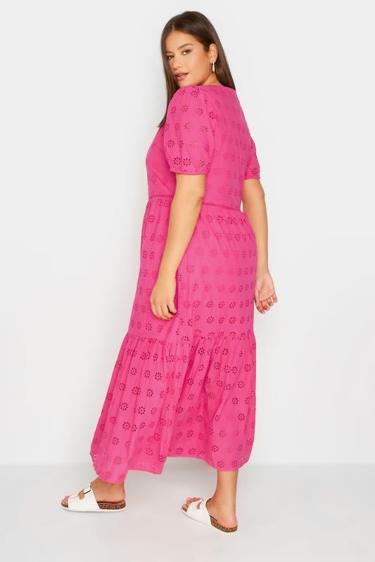 LTS Tall Women's Pink Broderie Tiered Maxi Dress | Long Tall Sally 3