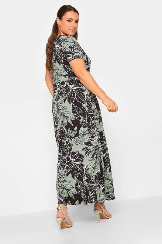 YOURS Curve Blue Leaf Print Wrap Midaxi Dress | Yours Clothing  3