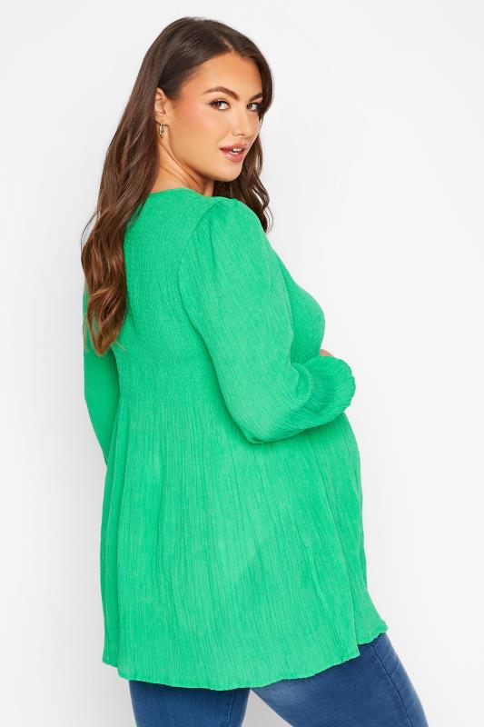 BUMP IT UP MATERNITY Curve Green Shirred Top 3