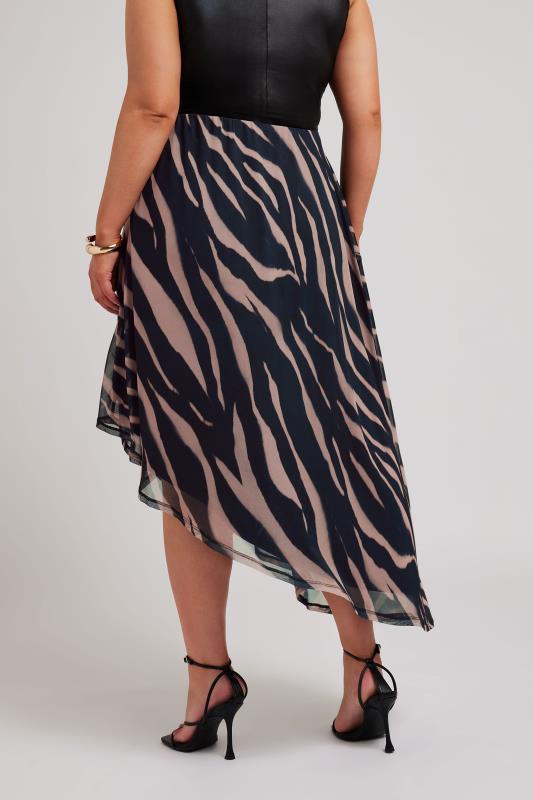 YOURS LONDON Plus Size Black Zebra Print Asymmetric Mesh Skirt | Yours Clothing 3