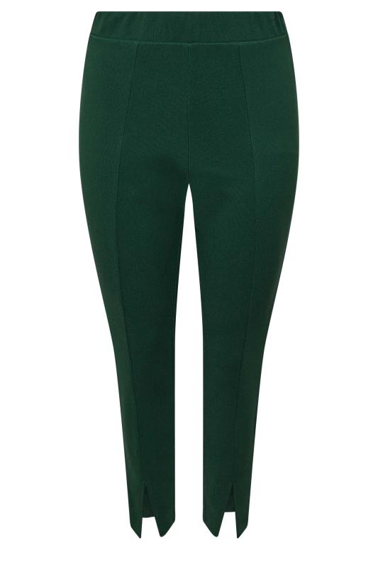 Plus Size Forest Green Ribbed Split Hem Stretch Leggings | Yours Clothing  4